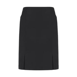 Knee length womens skirt with concealed back centre zip, knife pleats 