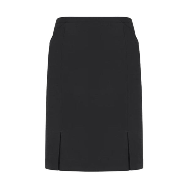 Knee length womens skirt with concealed back centre zip, knife pleats 