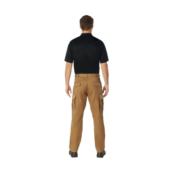 Back of man wearing a black polo shirt with a small logo on a white background. Moisture Wicking. South Pacific.
Rothco. Colin Carr Agencies. Military, Police, Parade gloves.