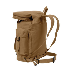 Side view of Brown backpack on a white background. Rothco. Colin Carr Agencies, authorised Rothco dealers New Zealand, Fiji, Tonga, Samoa, Cook Islands.