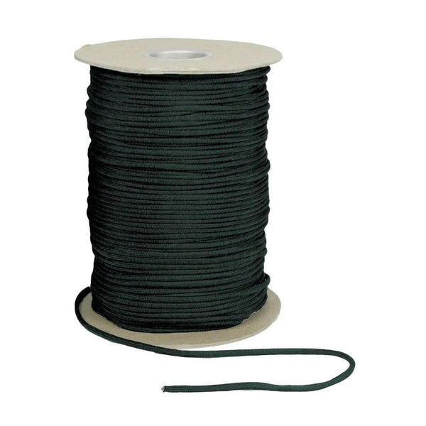 Spool of black rope on a white background.  Rothco. Colin Carr Agencies, authorised Rothco dealers New Zealand, Fiji, Tonga, Samoa, Cook Islands.