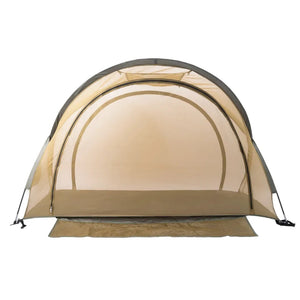 Beige camping tent with a clear window on a white background.  Rothco. Colin Carr Agencies, authorised Rothco dealers New Zealand, Fiji, Tonga, Samoa, Cook Islands.
