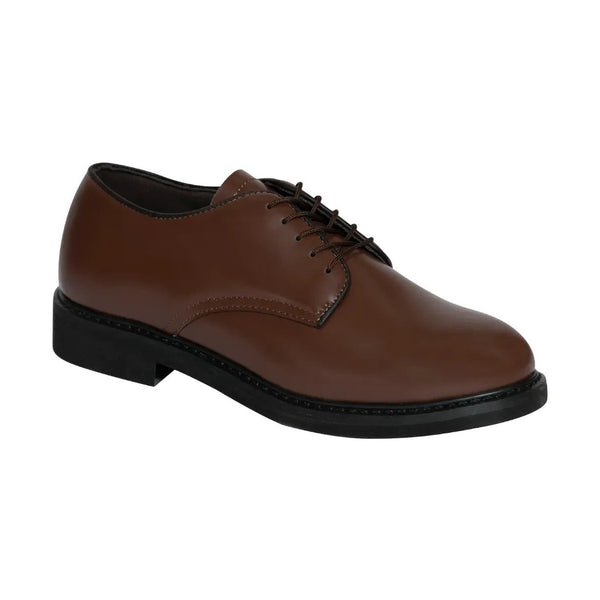 Brown leather dress shoe on a white background.  Rothco. Colin Carr Agencies, authorised Rothco dealers New Zealand, Fiji, Tonga, Samoa, Vanuatu, Australia, Cook Islands. Police, Milititary, Defence.