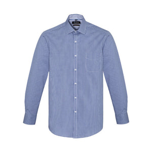 Long sleeve gingham check collared formal shirt with front pocket 