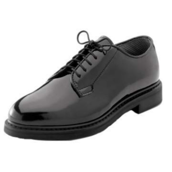 Rothco Hi-Gloss Oxford Black Parade Uniform Shoe (Wide Fit) with laces, front view