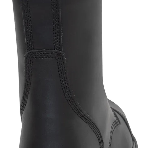 Close-up of a black boot with visible stitching on a white background.  Rothco. Colin Carr Agencies, authorised Rothco dealers New Zealand, Fiji, Tonga, Samoa, Cook Islands.
