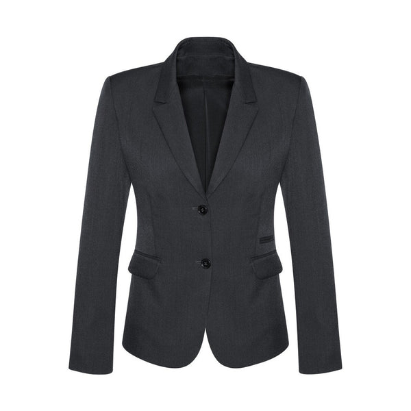 Ladies mid length suiting jacket with 2 buttons,an internal pocket