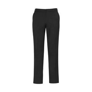 Mens slimline pants in suiting material with a flat front and tapered leg