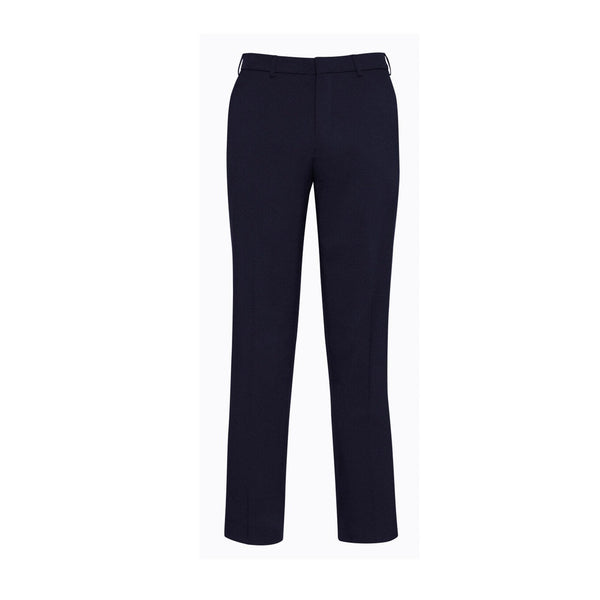Mens slimline pants in suiting material with a flat front and tapered leg