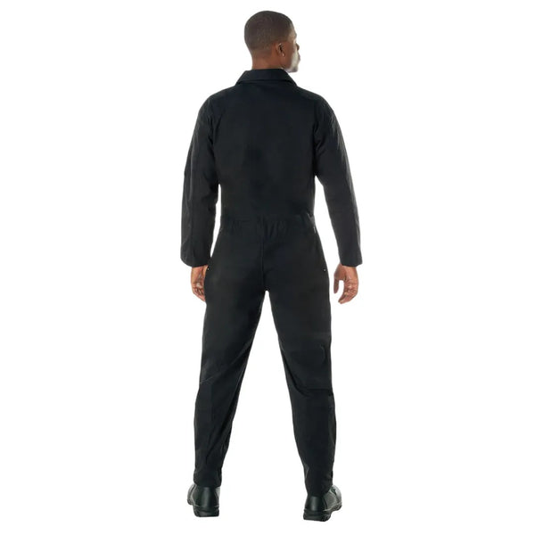 Back of person wearing a black jumpsuit on a white background.  Rothco. Colin Carr Agencies, authorised Rothco dealers New Zealand, Fiji, Tonga, Samoa, Vanuatu, Australia, Cook Islands. Police, Milititary, Defence.