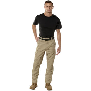 Man wearing a black t-shirt and beige pants on a white background. .  Rothco. Colin Carr Agencies, authorised Rothco dealers New Zealand, Fiji, Tonga, Samoa, Vanuatu, Australia, Cook Islands. Police, Milititary, Defence.
