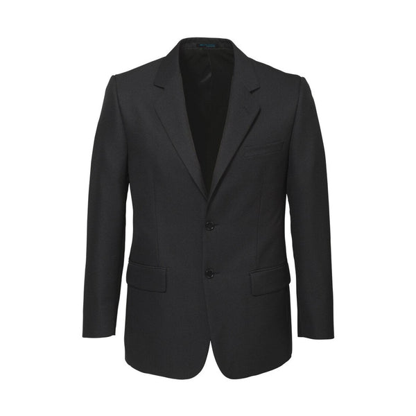 Mens suit jacet with cool stretch suiting fabric, silver piping trim, zip, double vents, outer pockets