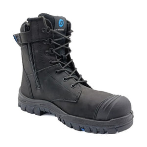 Black Bata Defender Zip safety boot with side zip access, steel toe protection, and slip-resistant sole shown in side profile