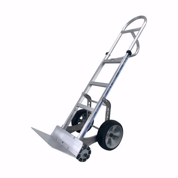 Rotatruck aluminium hand truck with 990mm straight frame and multi directional wheels - Colin Carr Agencies