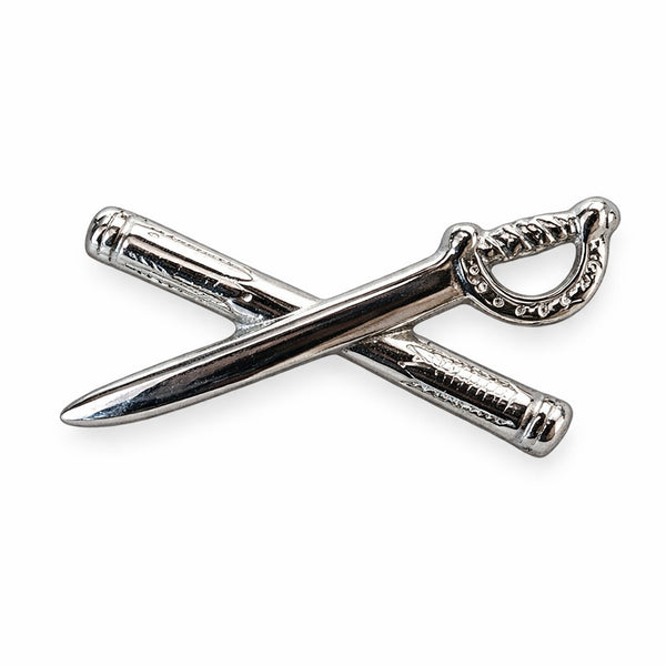Metal Cross Sword and Baton Chrome Badge