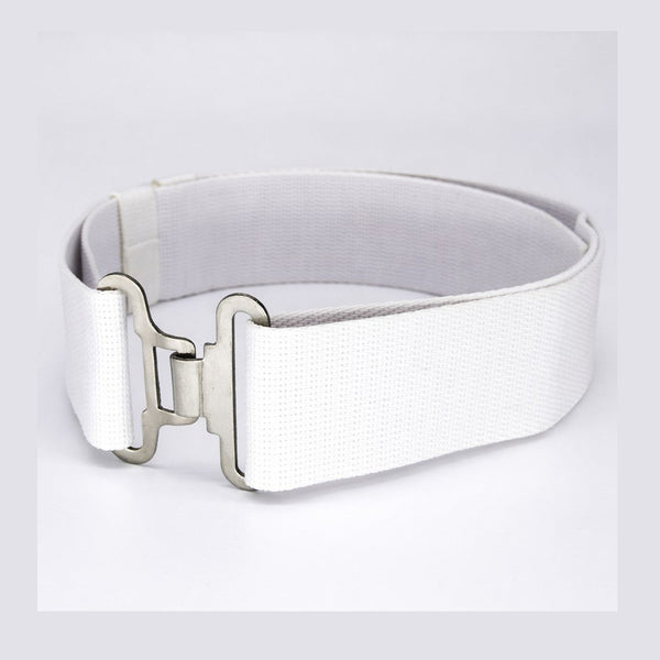 White Ceremonial Belt with Brass Fittings
