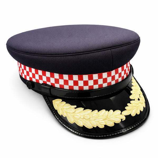Officer's Cap with Red Dicing & Gold Embroidery