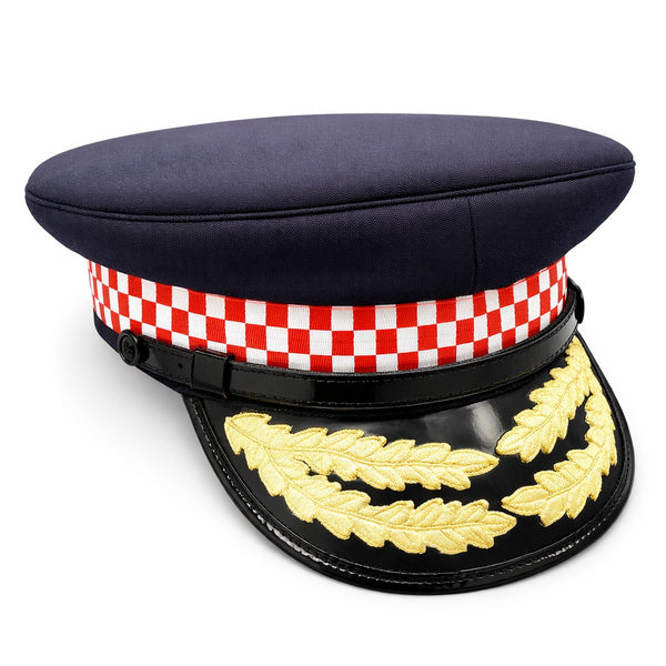 Officer's Cap with Red Dicing & Gold Embroidery