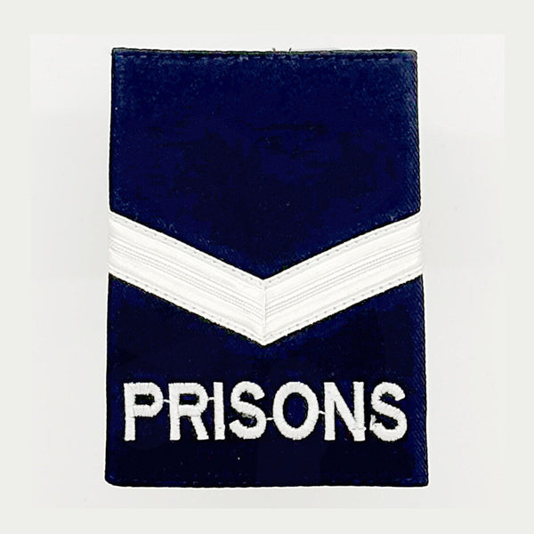 Shoulder Slides - With Silver Braid Chevron Stripe with Embroidered PRISONS