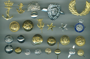 Collection of military buttons, badges, insignia and accessories supplied by Colin Carr that are crafted with precision and care — from embroidered and woven patches to metal badges and shoulder slides, for police, defence, and security organisations