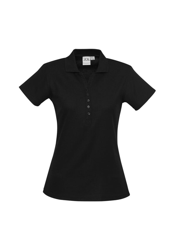 Black polo shirt on a white background