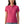 Woman wearing a pink polo shirt and blue jeans on a white background