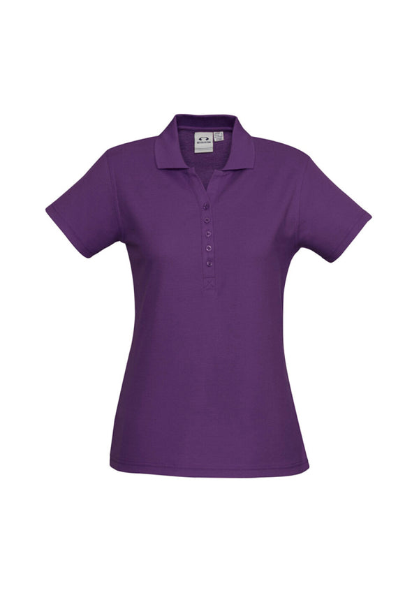 Purple polo shirt on a white background