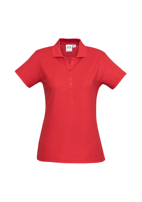 Red polo shirt on a white background