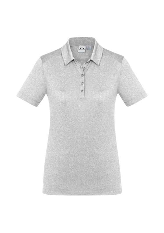 Silver polo shirt on a white background