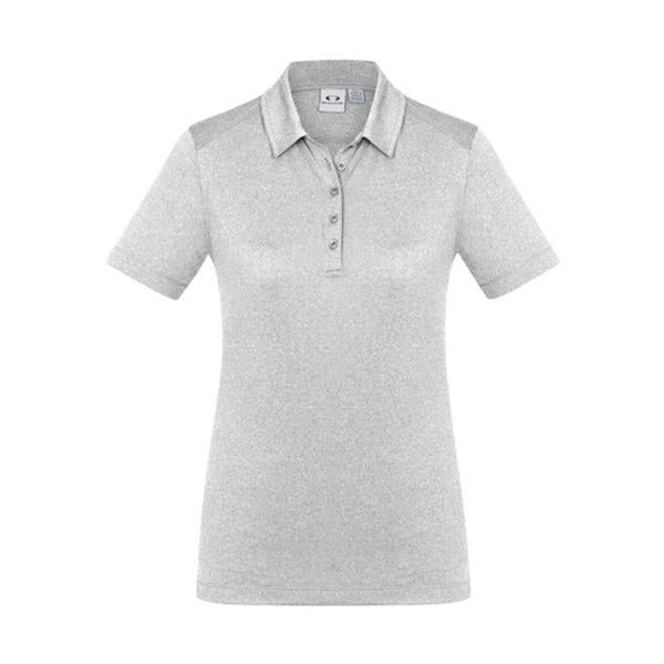 Silver polo shirt on a white background