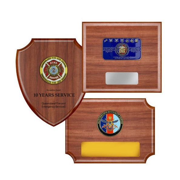 Wooden Award Plaque with Custom Metal Engraving