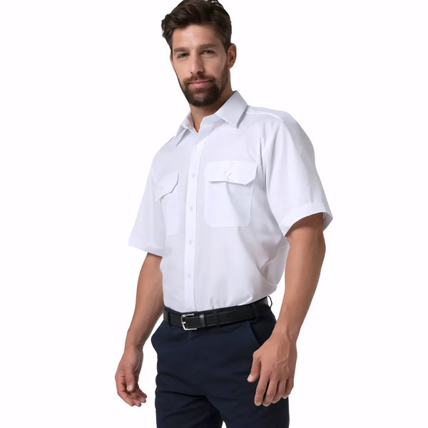Men's Short Sleeve Epaulette Shirt by Deane Apparel